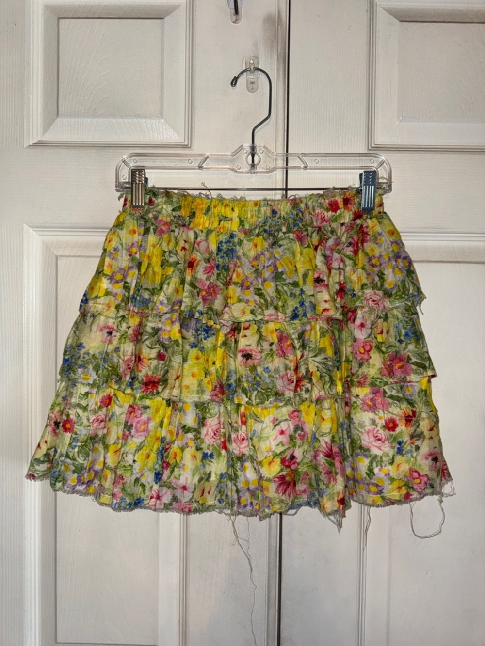 LoveShackFancy Brynlee Skirt In Rainbow Skies Floral Tiered Mini Skirt - Picture 4 of 6